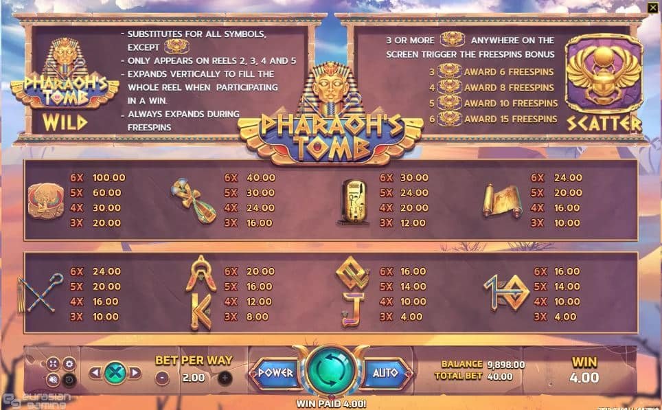 โหลดเกม Pharaohs Tomb ได้เลย!