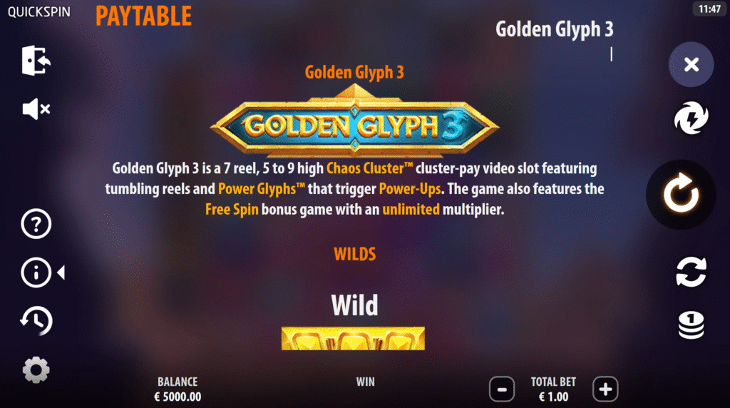 รีวิวเกม Golden Glyph 3 Power Wild โผล่บ่อย